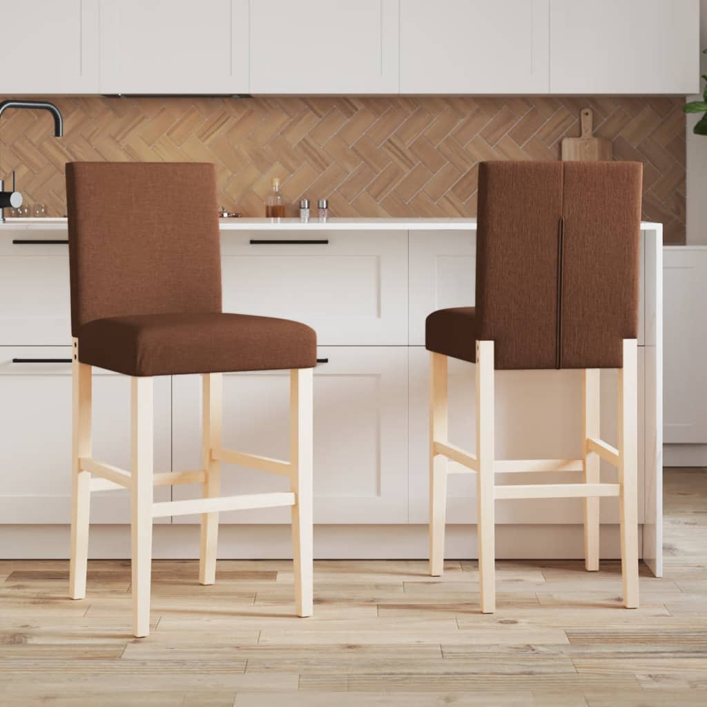 Bar Chair Brown Solid rubber wood, fabric (100% polyester), foam