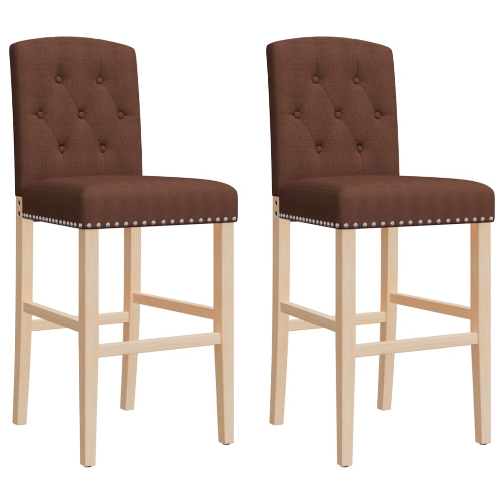 Bar Chair Brown Solid rubber wood, Fabric (100% polyester), Foam