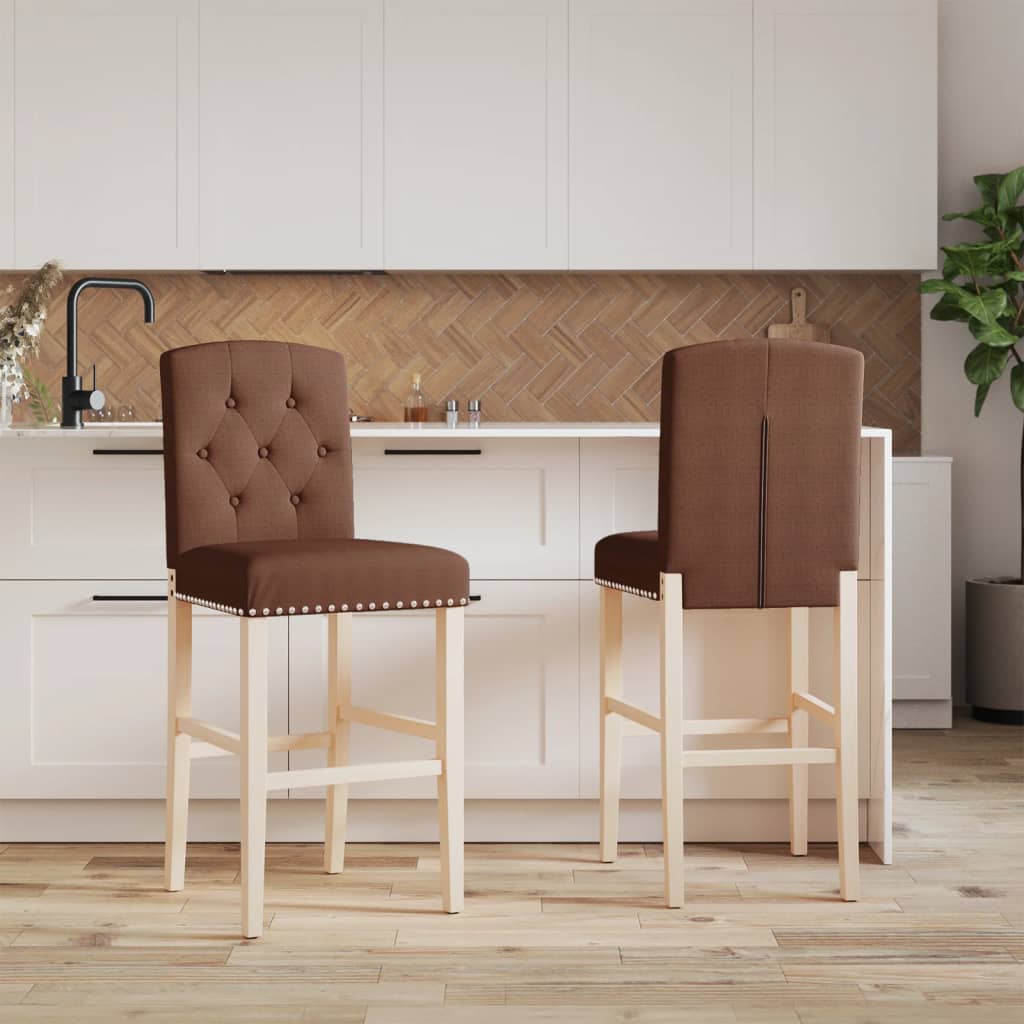 Bar Chair Brown Solid rubber wood, Fabric (100% polyester), Foam