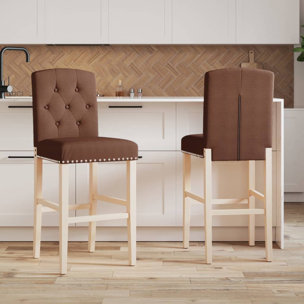 Bar Chair Brown Solid rubber wood, Fabric (100% polyester), Foam