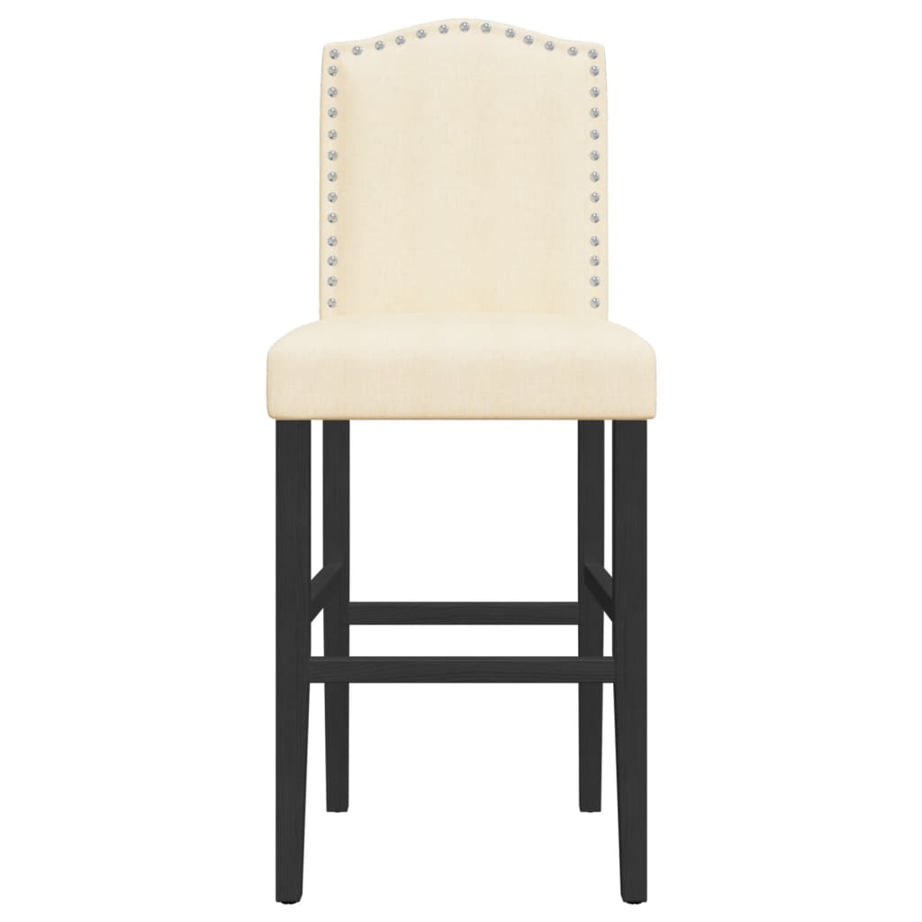 Bar Chair Cream and black Solid rubber wood, fabric (100% polyester)