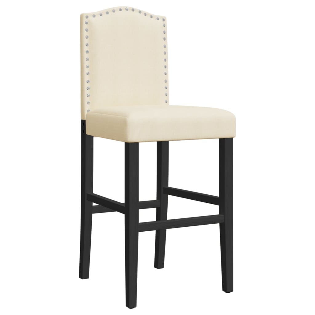 Bar Chair Cream and black Solid rubber wood, fabric (100% polyester)