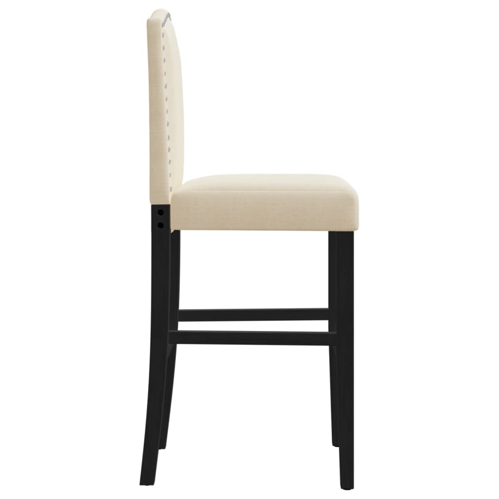 Bar Chair Cream and black Solid rubber wood, fabric (100% polyester)