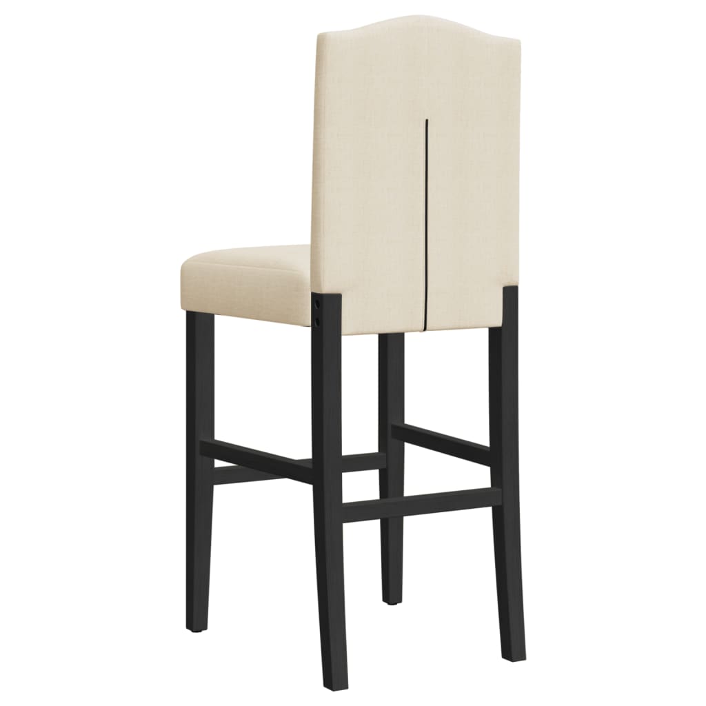 Bar Chair Cream and black Solid rubber wood, fabric (100% polyester)