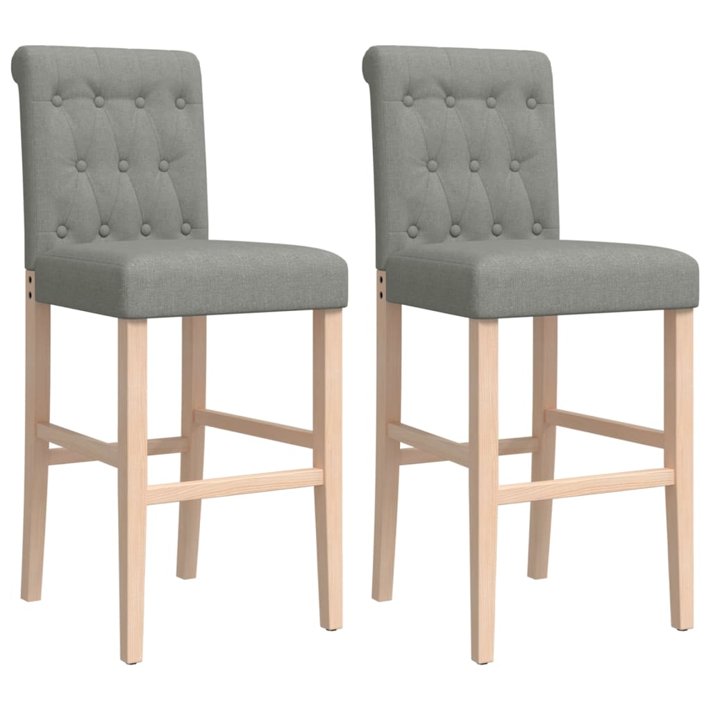 Bar Chair Light grey Solid rubber wood, fabric (100% polyester), foam