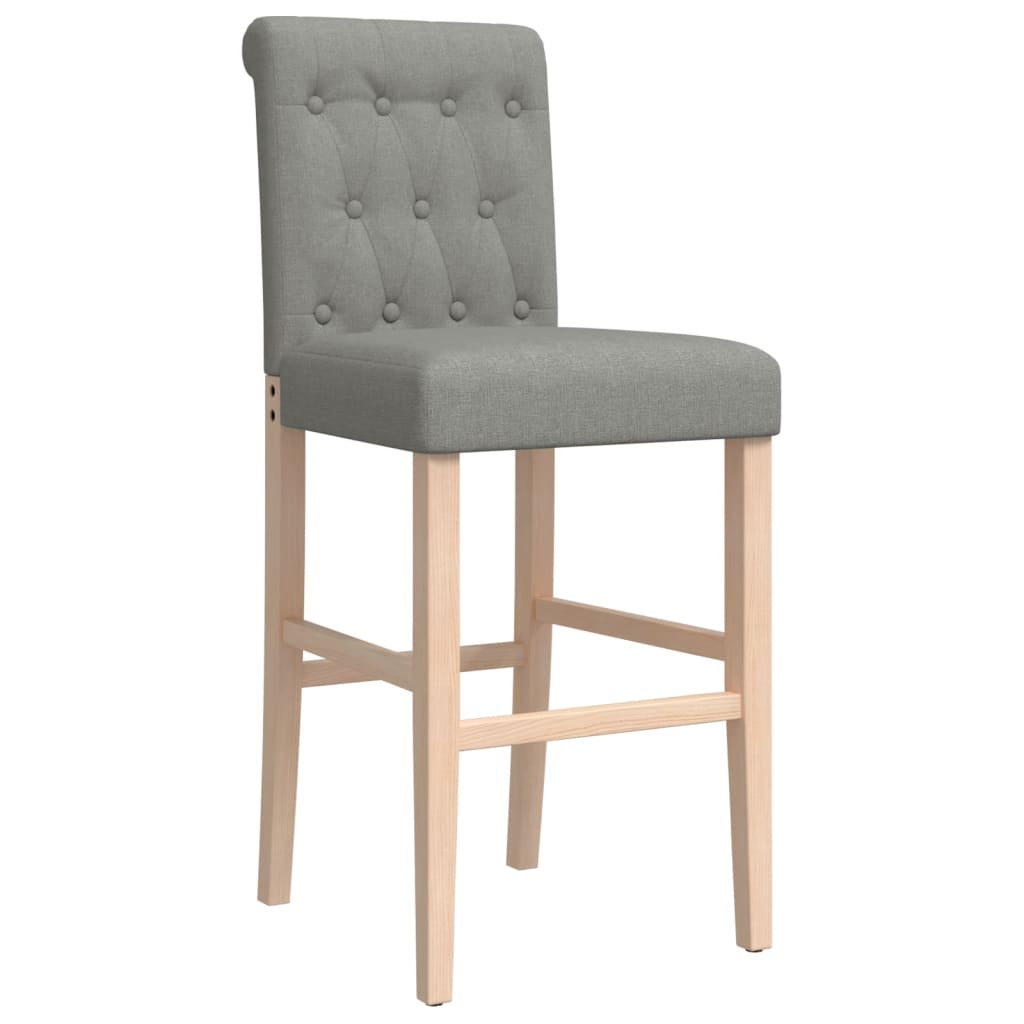 Bar Chair Light grey Solid rubber wood, fabric (100% polyester), foam