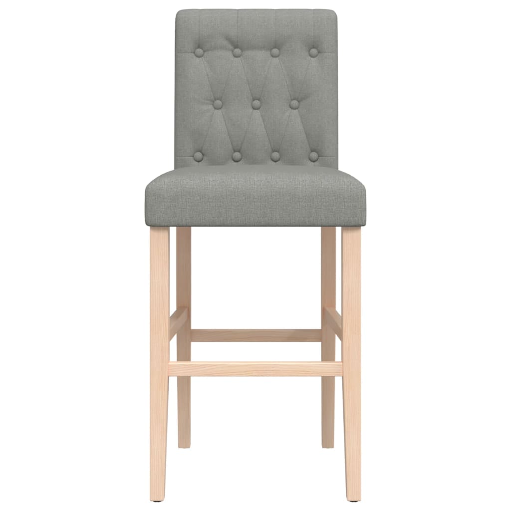 Bar Chair Light grey Solid rubber wood, fabric (100% polyester), foam