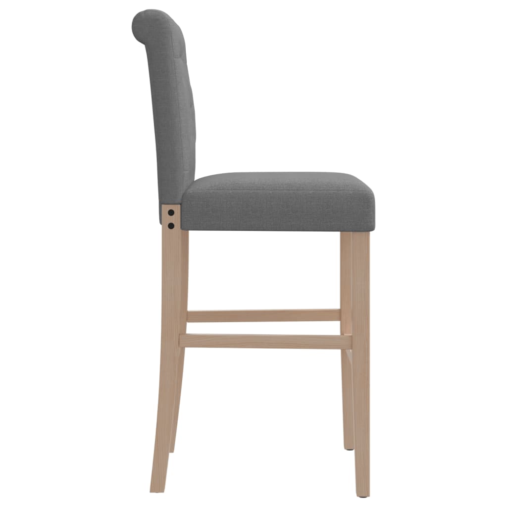Bar Chair Light grey Solid rubber wood, fabric (100% polyester), foam
