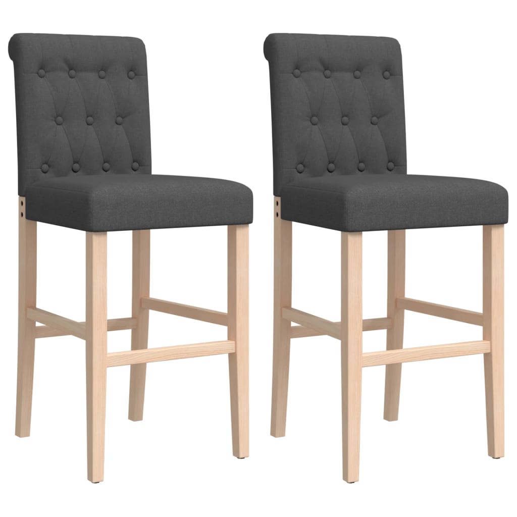 Bar Chair Dark grey Solid rubber wood, fabric (100% polyester)