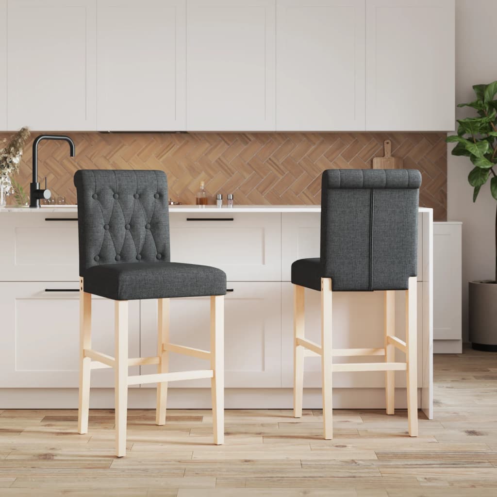 Bar Chair Dark grey Solid rubber wood, fabric (100% polyester)