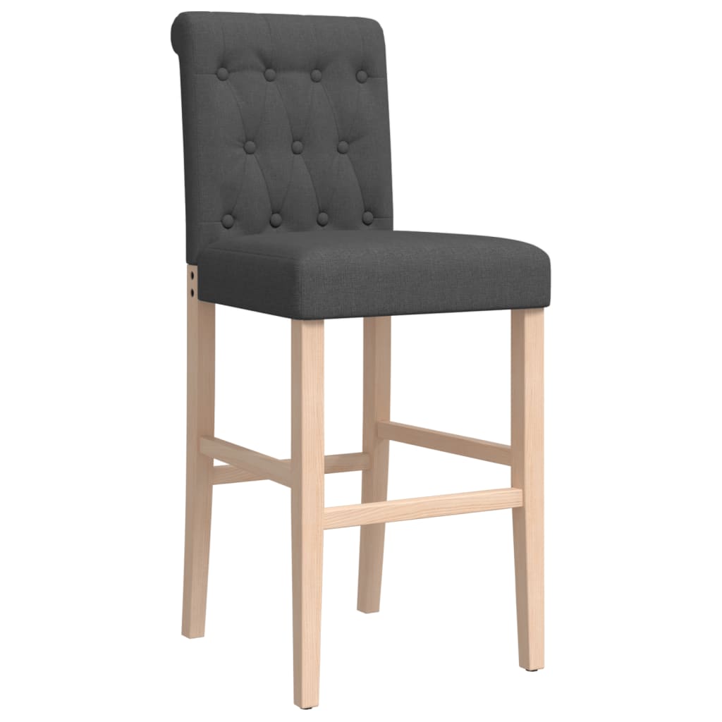 Bar Chair Dark grey Solid rubber wood, fabric (100% polyester)