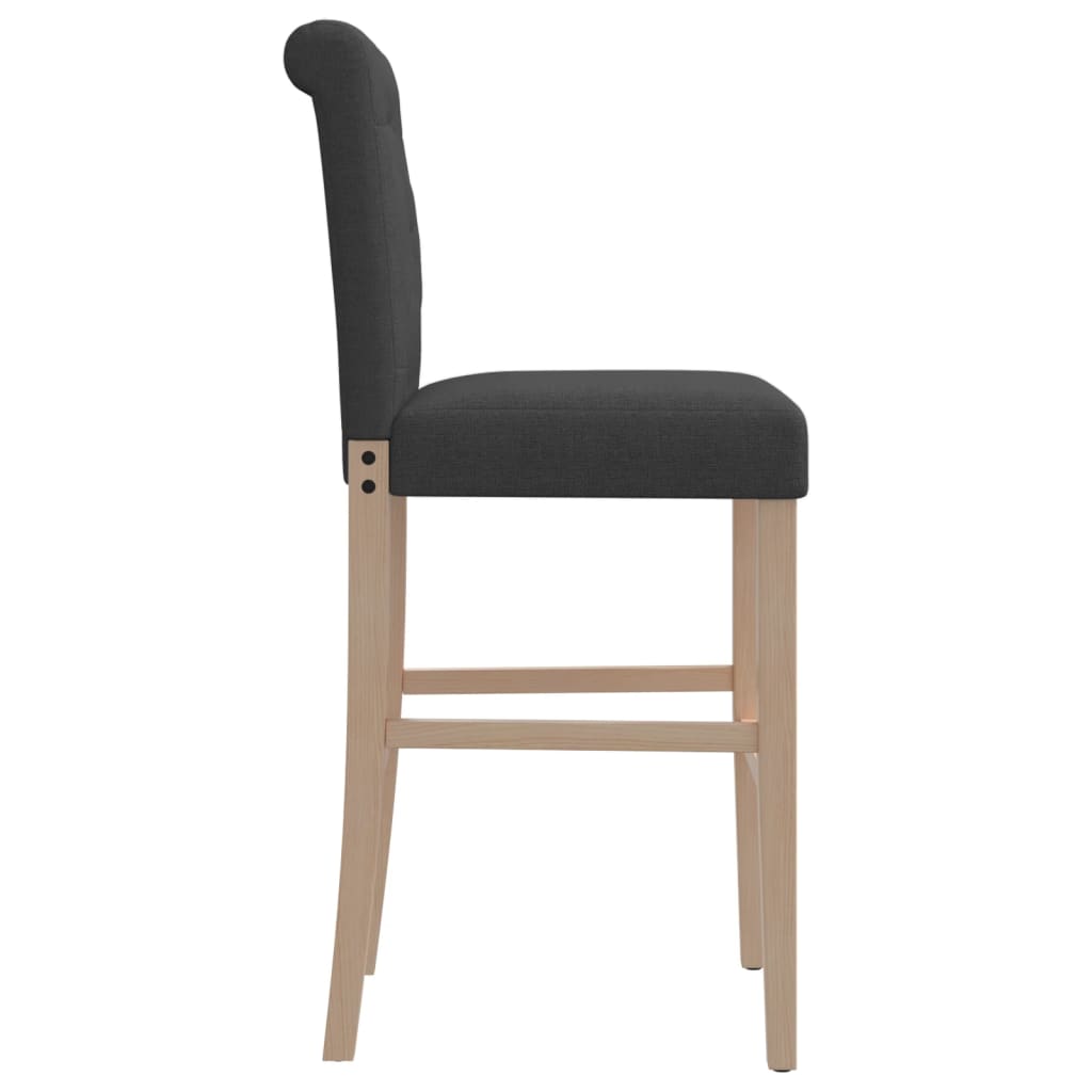 Bar Chair Dark grey Solid rubber wood, fabric (100% polyester)