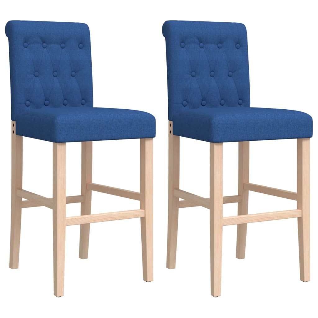 Bar Chair Blue Solid rubber wood, fabric (100% polyester), foam