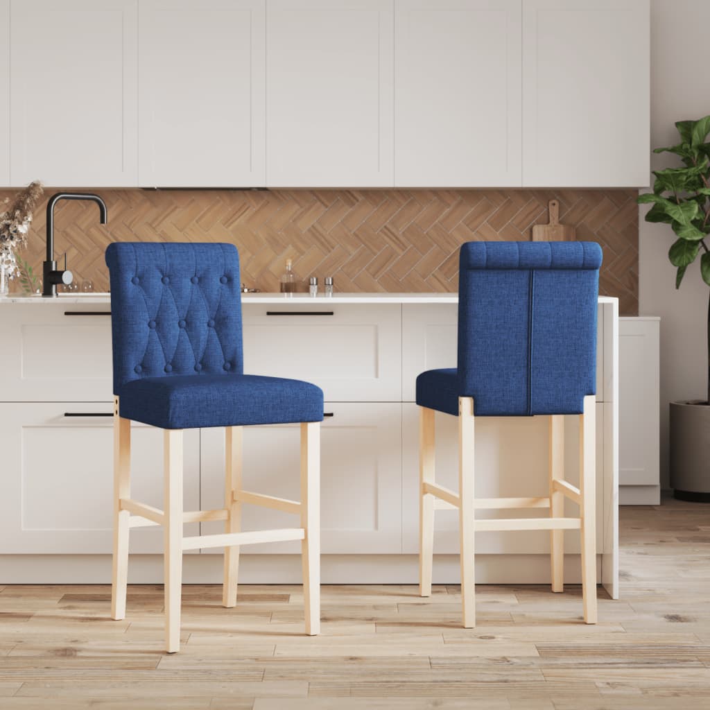Bar Chair Blue Solid rubber wood, fabric (100% polyester), foam