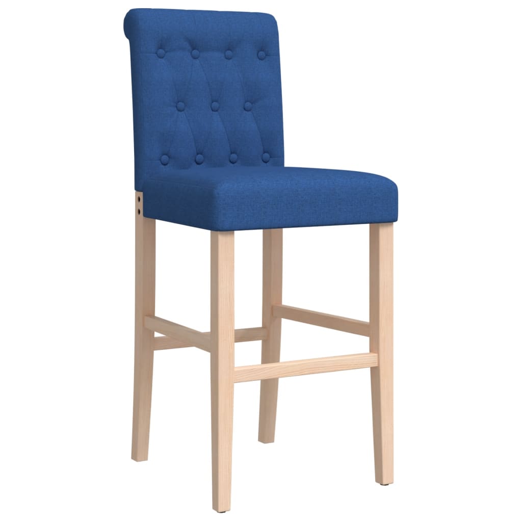 Bar Chair Blue Solid rubber wood, fabric (100% polyester), foam