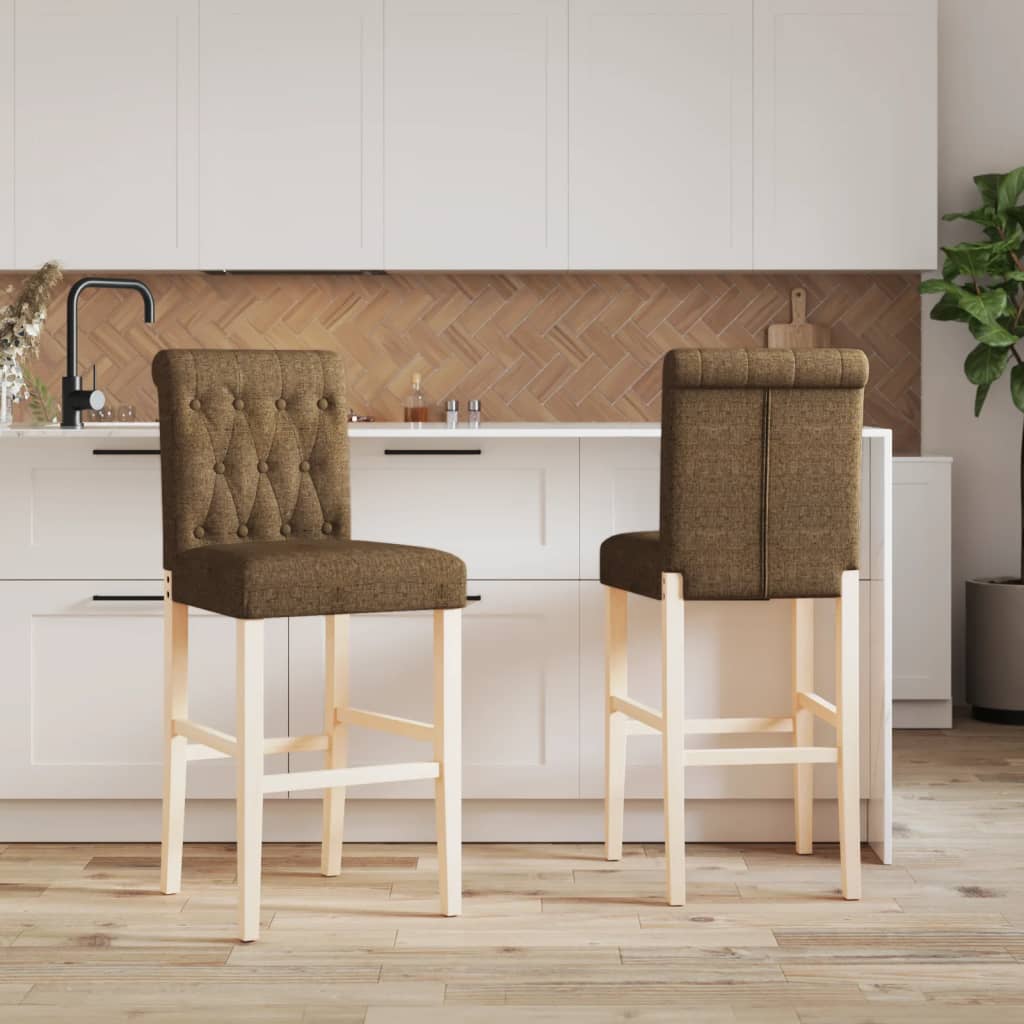 Bar Chair Taupe Solid rubber wood, fabric (100% polyester) Tall