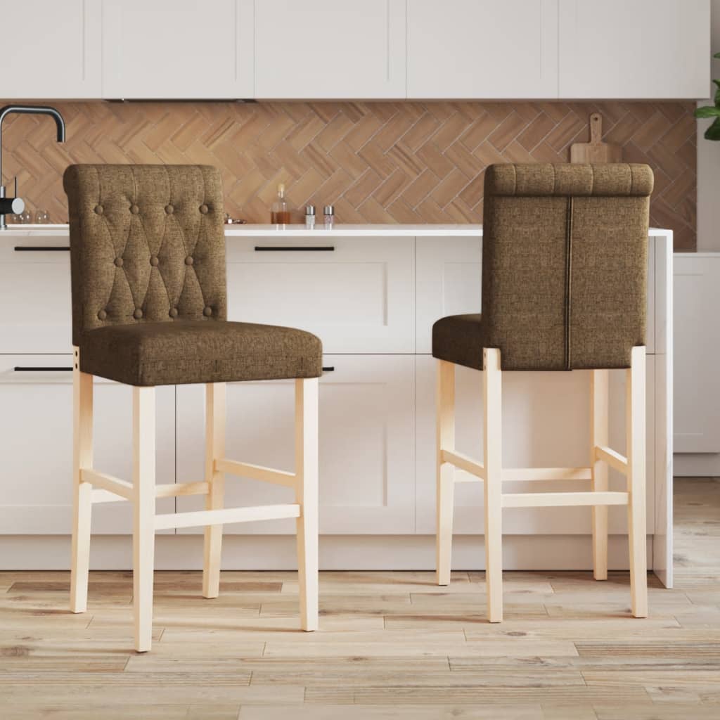 Bar Chair Taupe Solid rubber wood, fabric (100% polyester) Tall