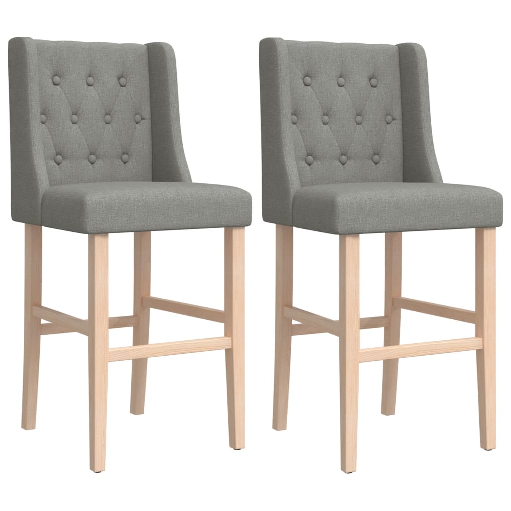 Bar Chair Light Grey Fabric (100% polyester) and Solid Rubber Wood