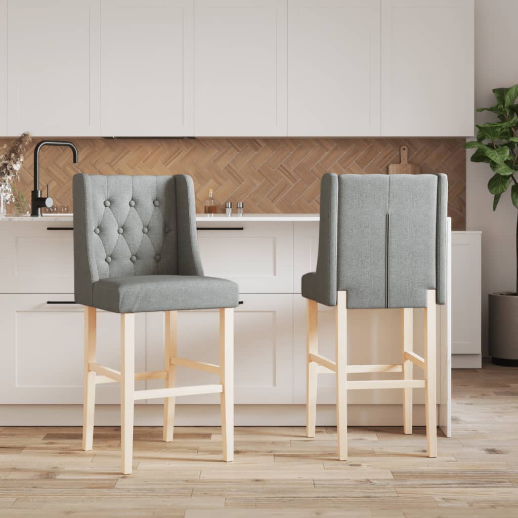 Bar Chair Light Grey Fabric (100% polyester) and Solid Rubber Wood