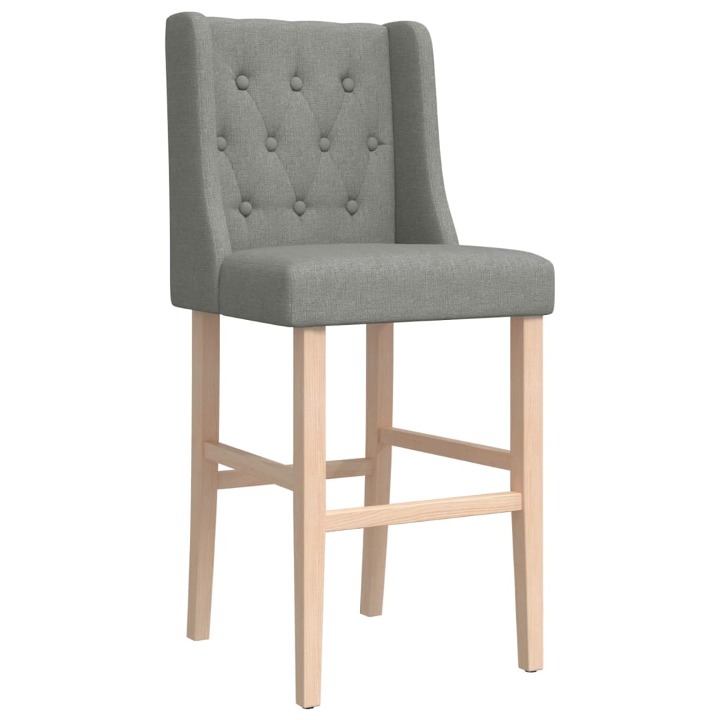 Bar Chair Light Grey Fabric (100% polyester) and Solid Rubber Wood