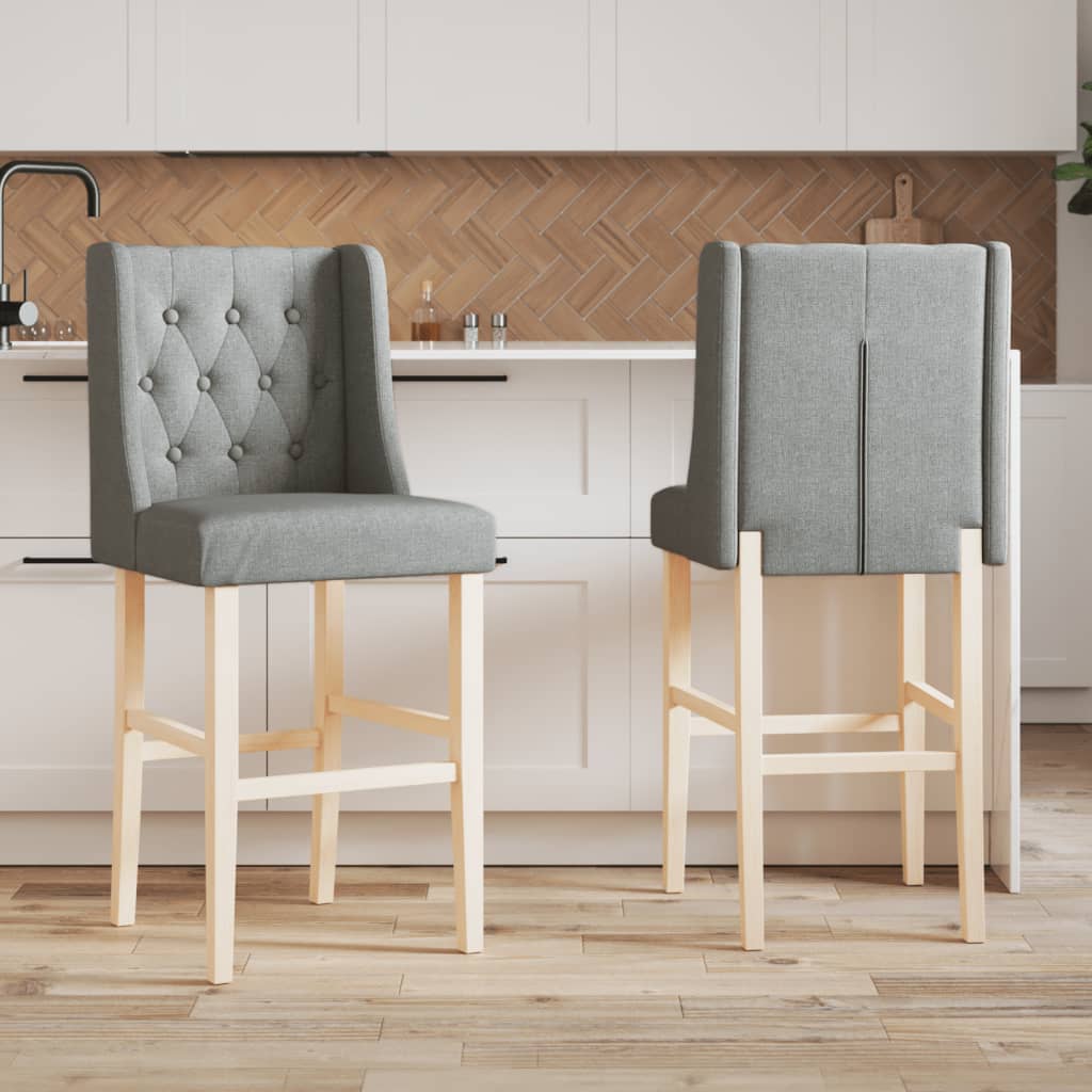 Bar Chair Light Grey Fabric (100% polyester) and Solid Rubber Wood