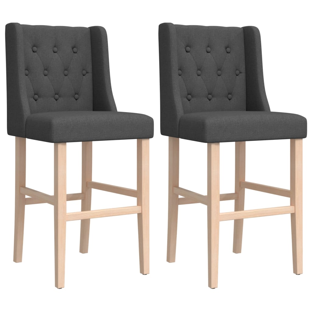 Bar Chair Dark grey Solid rubber wood, fabric (100% polyester), foam