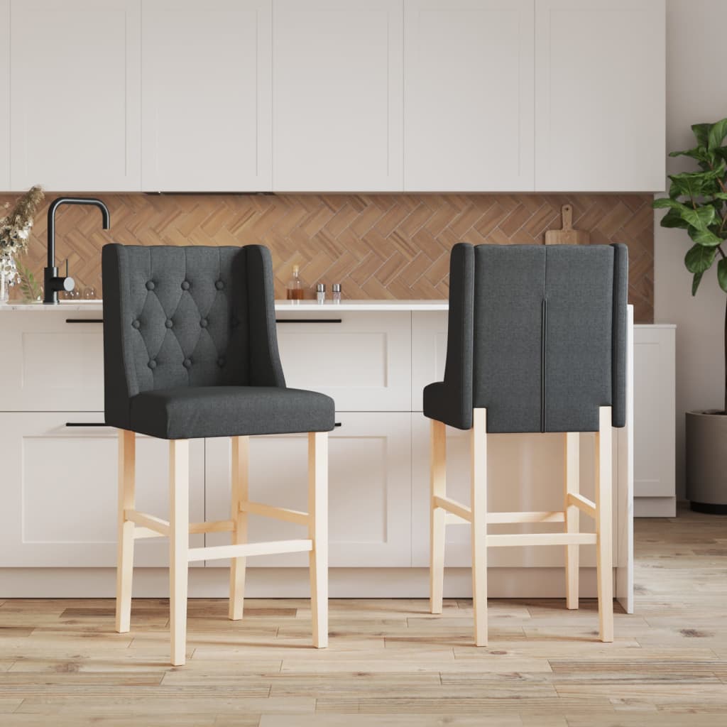 Bar Chair Dark grey Solid rubber wood, fabric (100% polyester), foam
