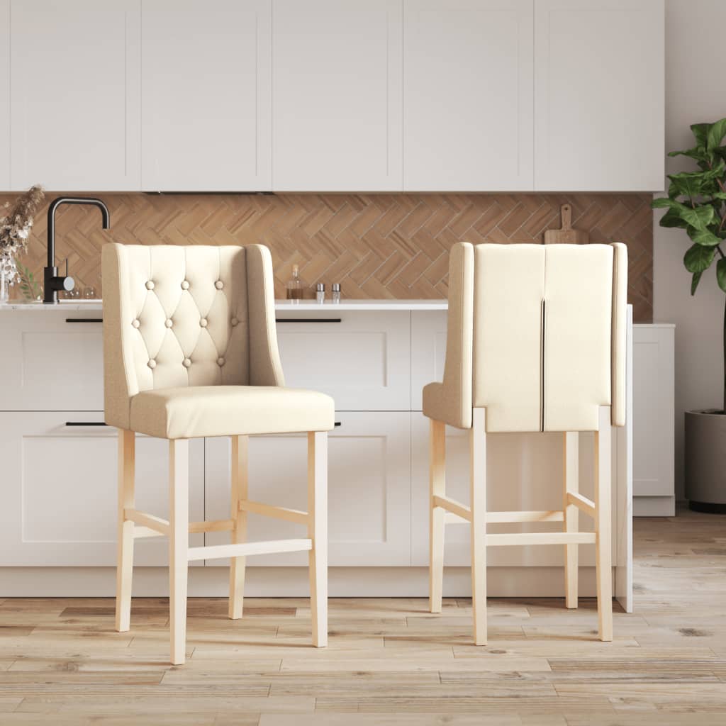 Bar Chair Cream Solid rubber wood, fabric (100% polyester) Standard
