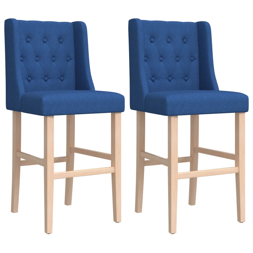 Bar Chair Blue Solid rubber wood, 100% polyester fabric, foam