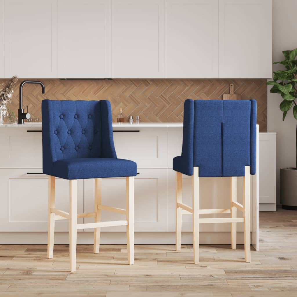 Bar Chair Blue Solid rubber wood, 100% polyester fabric, foam