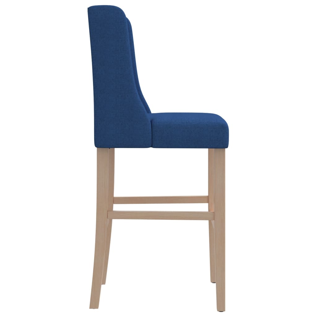 Bar Chair Blue Solid rubber wood, 100% polyester fabric, foam