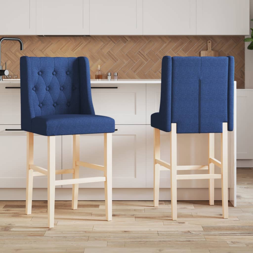 Bar Chair Blue Solid rubber wood, 100% polyester fabric, foam