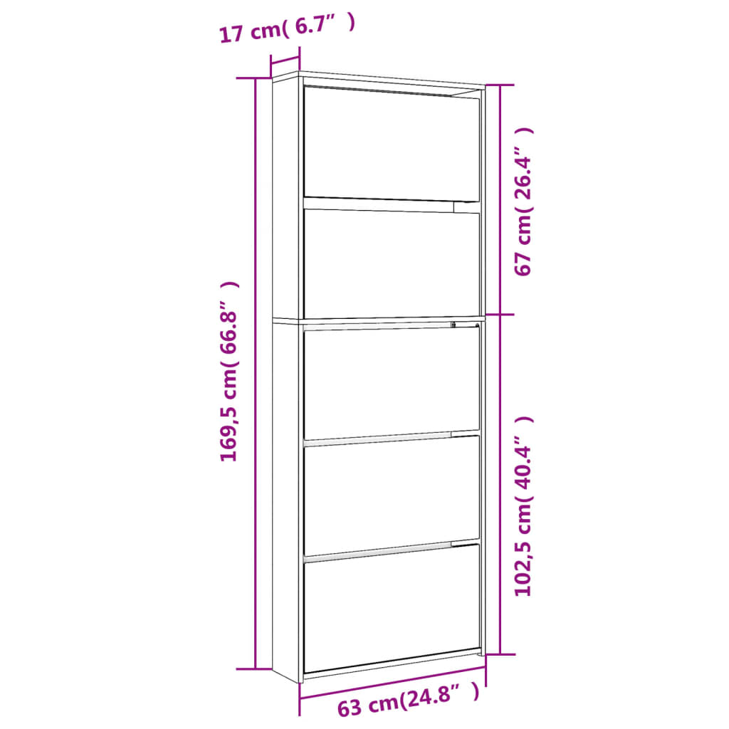 Shoe Cabinet High gloss white Engineered wood, glass Tall