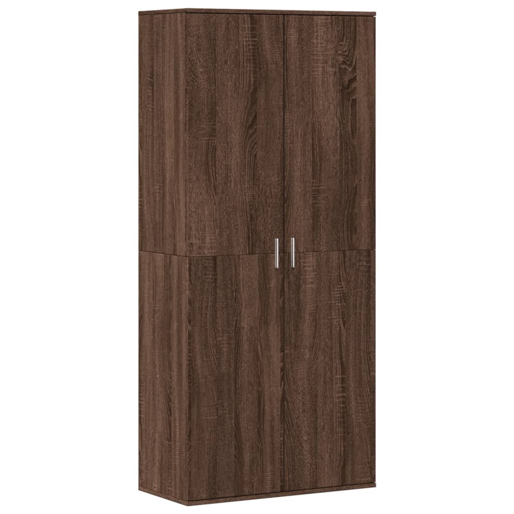 Brown Oak Shoe Cabinet Engineered Wood Medium Shoe Storage