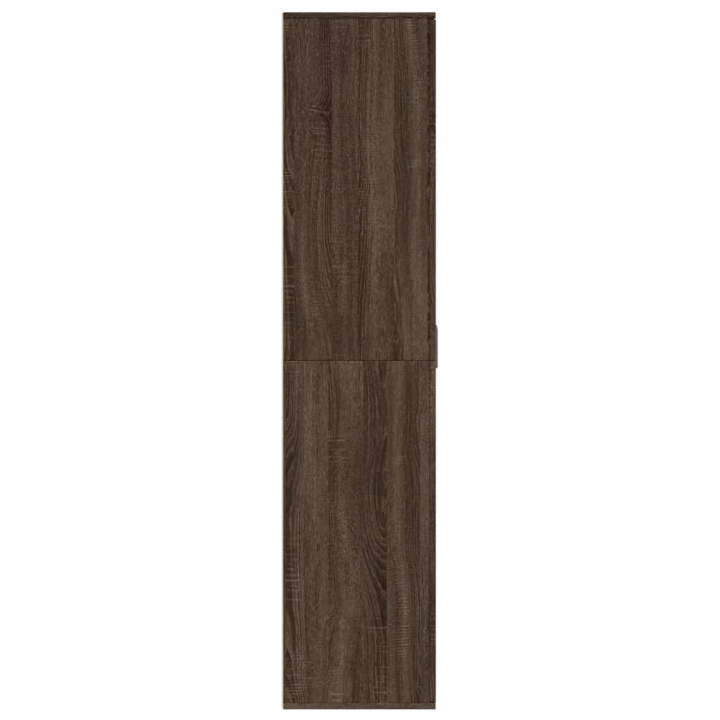 Brown Oak Shoe Cabinet Engineered Wood Medium Shoe Storage