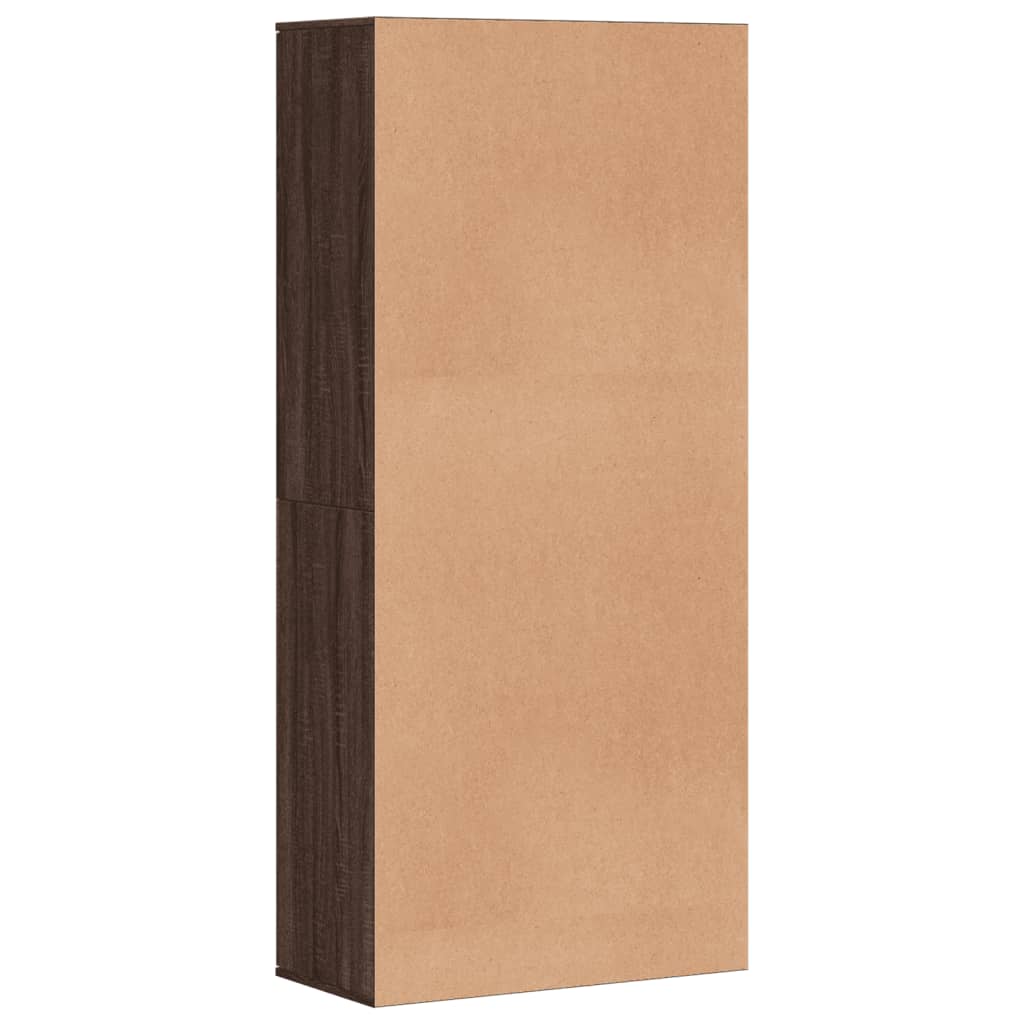 Brown Oak Shoe Cabinet Engineered Wood Medium Shoe Storage