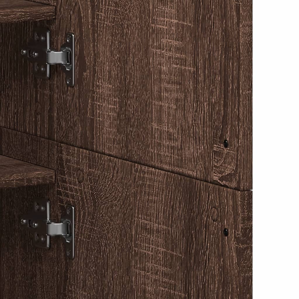 Brown Oak Shoe Cabinet Engineered Wood Medium Shoe Storage