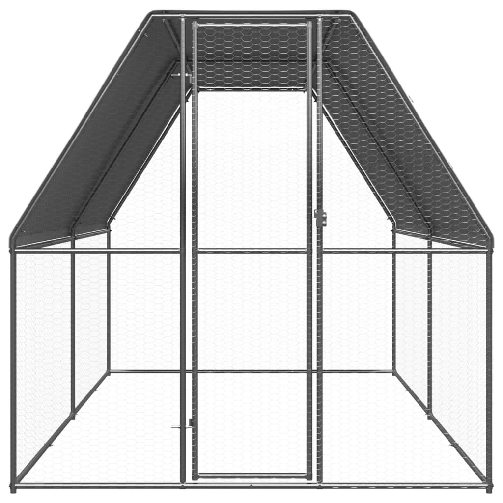 Chicken Cage Silver and Grey Galvanized Steel, Polyethylene Large