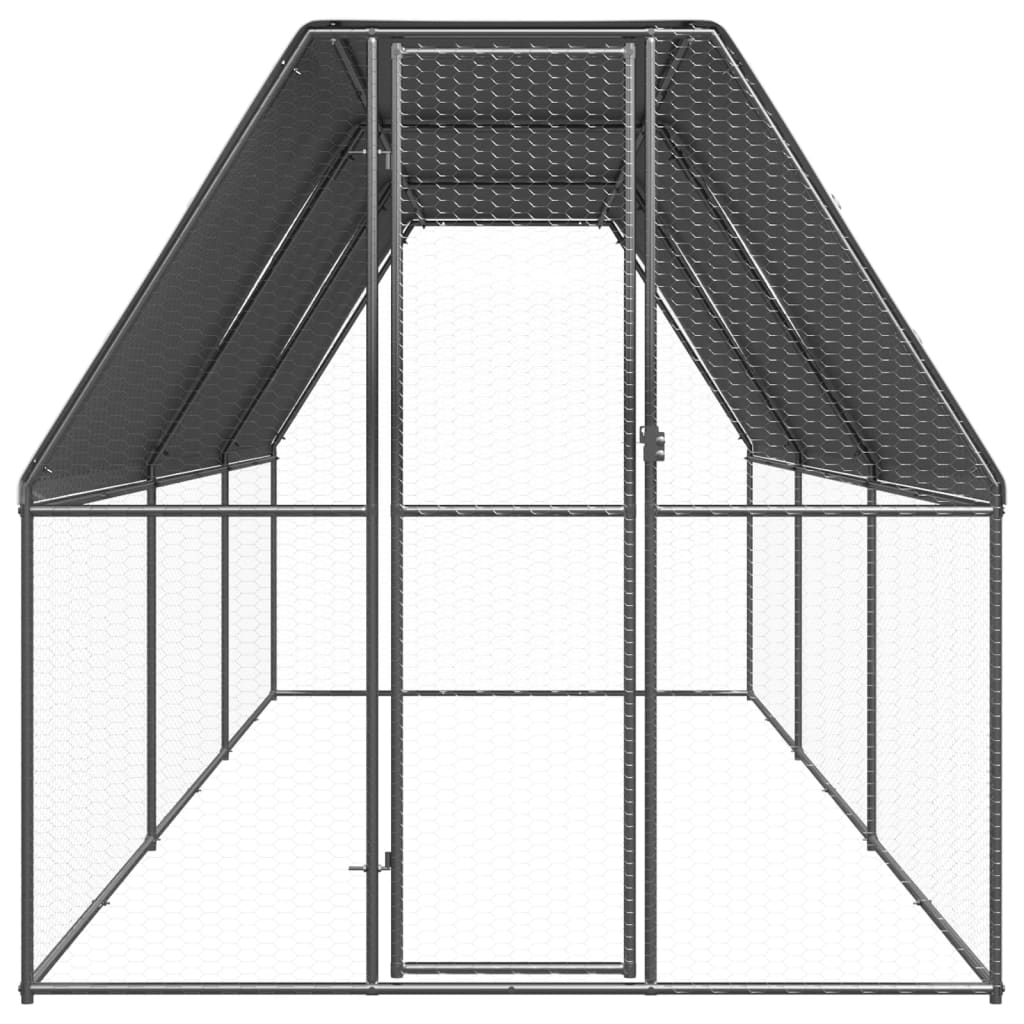 Chicken Cage Silver and Grey Galvanized Steel and Polyethylene