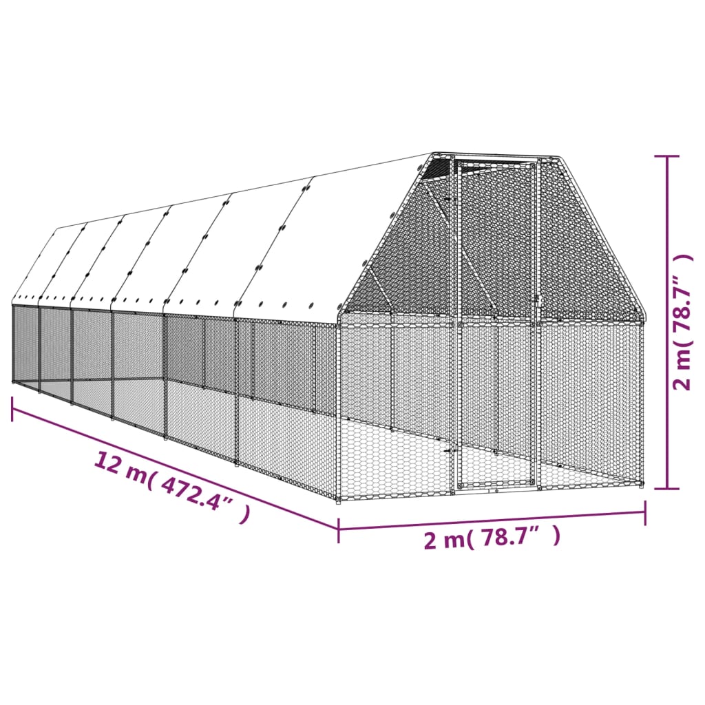 Chicken Cage Silver Galvanized Steel Large Chicken Cage