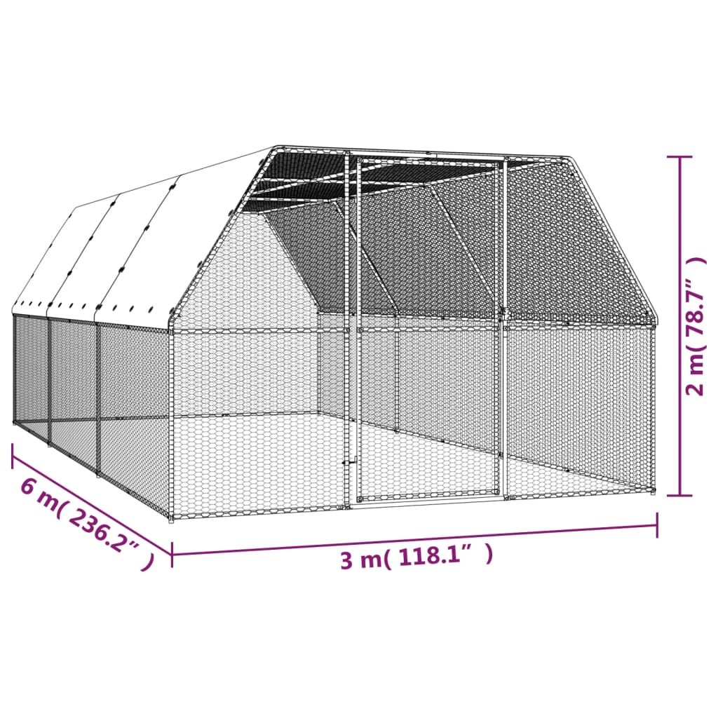 Chicken Cage Silver and grey Galvanized steel Large Durable