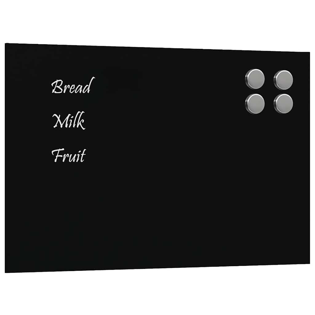 Wall-mounted Magnetic Board Black 15.7"x11.8" Tempered Glass