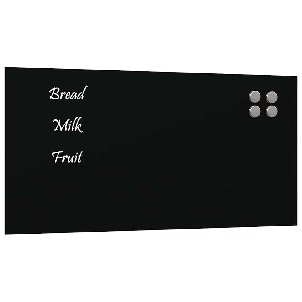 Wall-mounted Magnetic Board Black 23.6"x11.8" Tempered Glass