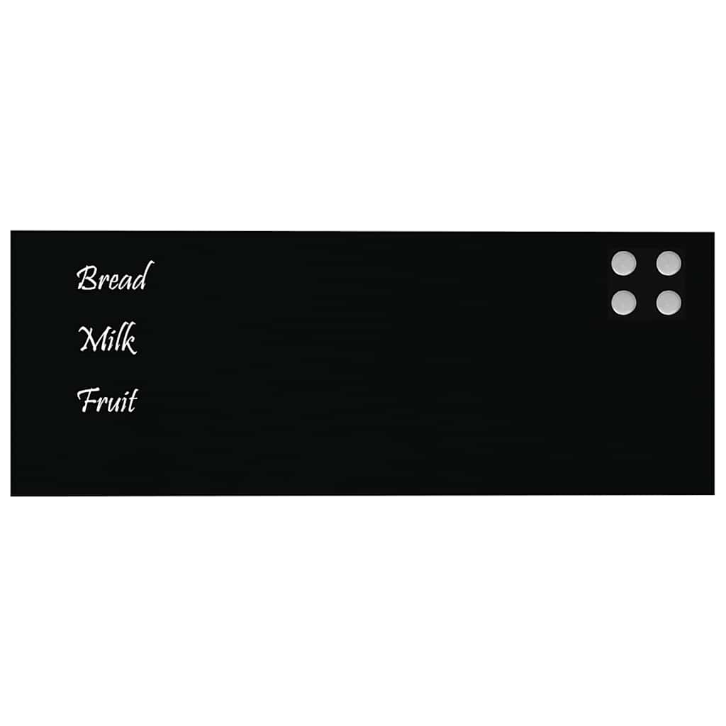Wall-mounted Magnetic Board Black 31.5"x11.8" Tempered Glass
