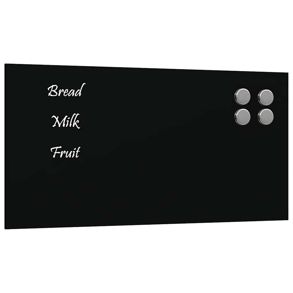 Wall-mounted Magnetic Board Black 15.7"x7.9" Tempered Glass