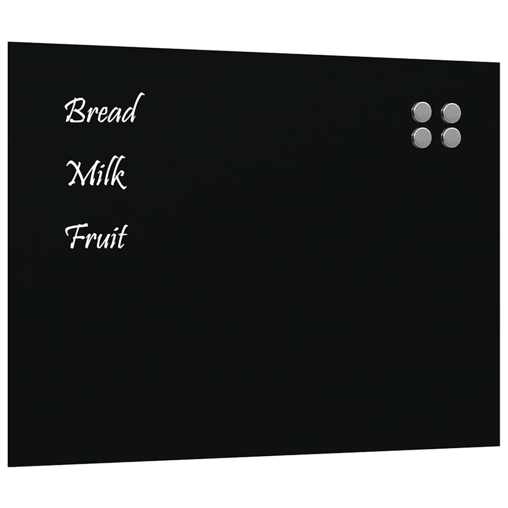 Wall-mounted Magnetic Board Black 31.5"x23.6" Tempered Glass