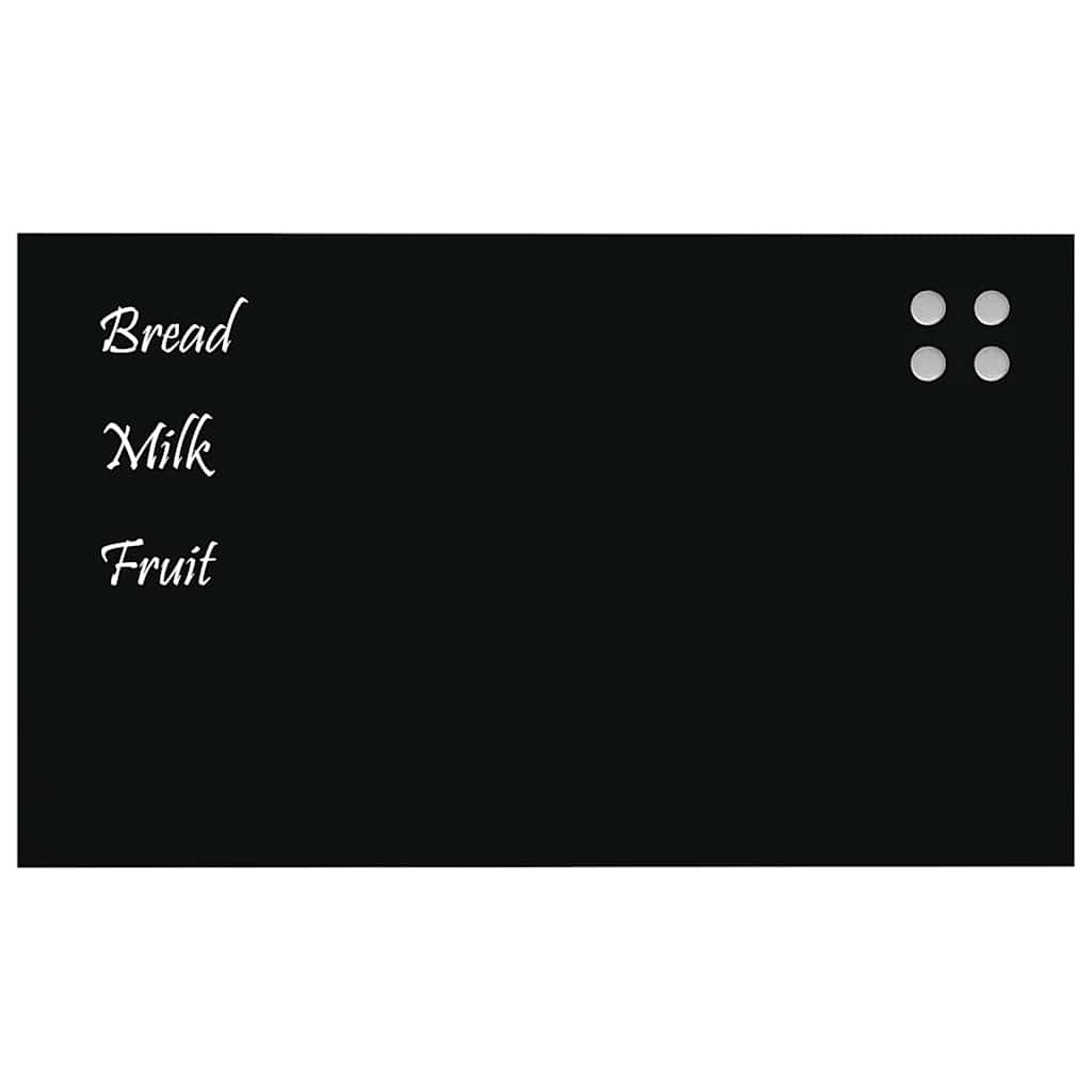 Wall-mounted Magnetic Board Black 39.4"x23.6" Tempered Glass