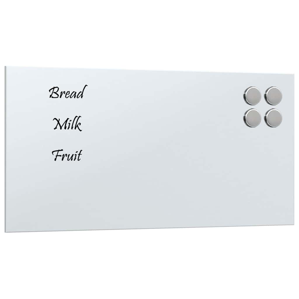 Wall-mounted Magnetic Board White 15.7"x7.9" Tempered Glass