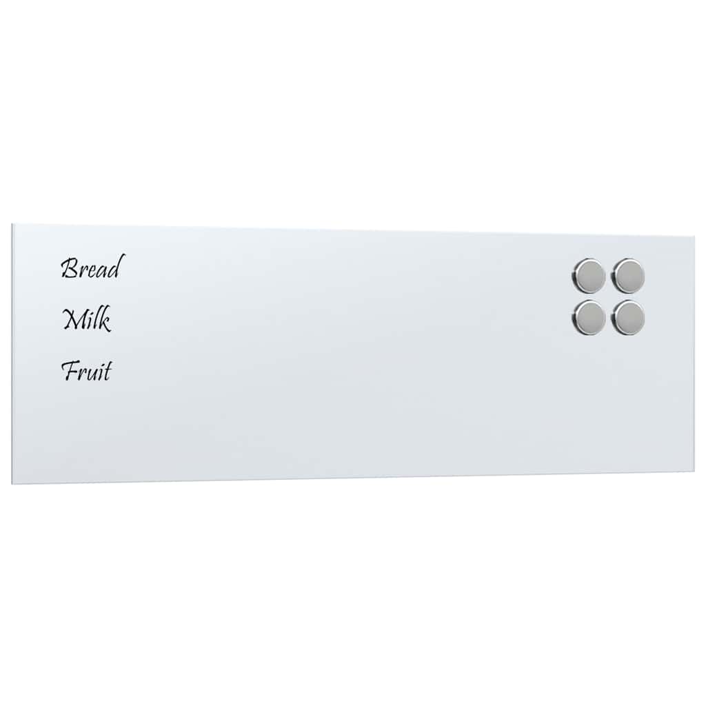 Wall-mounted Magnetic Board White 23.6"x7.9" Tempered Glass