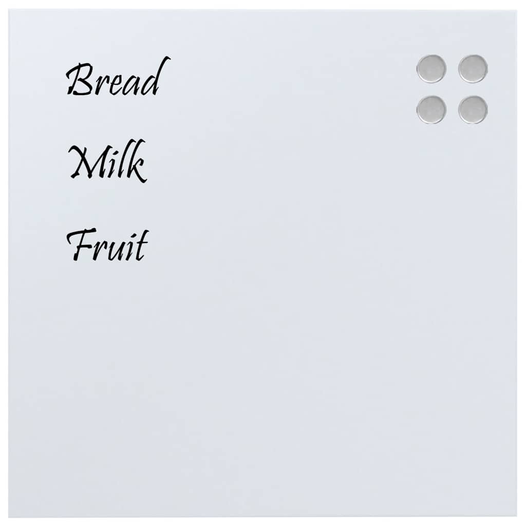 Wall-mounted Magnetic Board White 23.6"x23.6" Tempered Glass